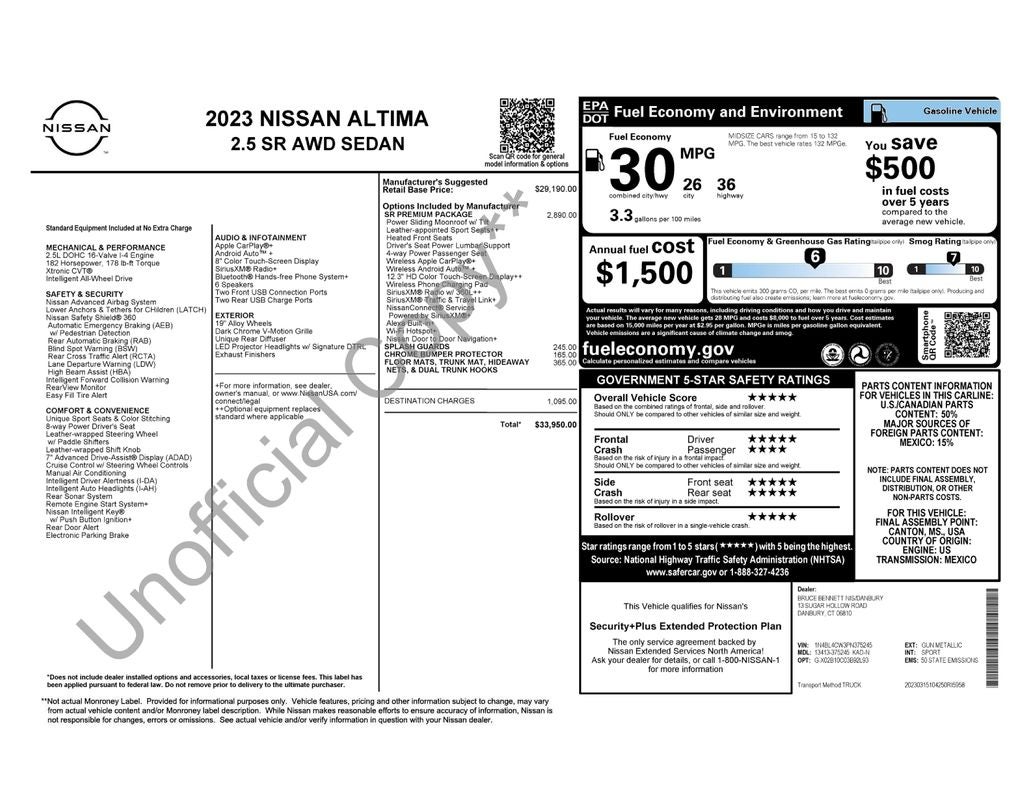 2023 Nissan Altima 2.5 SR Premium Package
