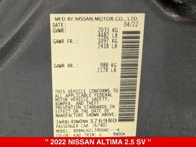 2022 Nissan Altima 2.5 SV