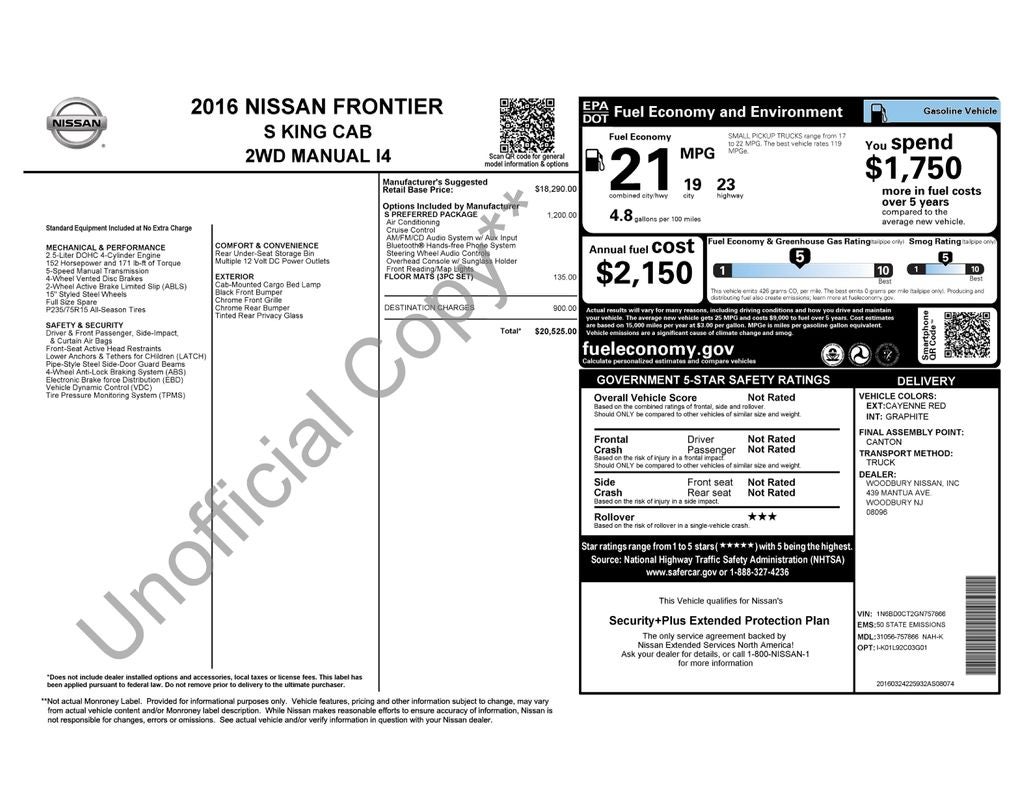 2016 Nissan Frontier S