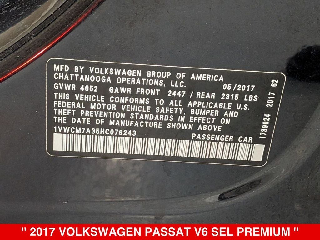 2017 Volkswagen Passat V6 SEL Premium