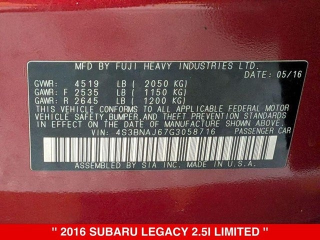 2016 Subaru Legacy 2.5i Limited