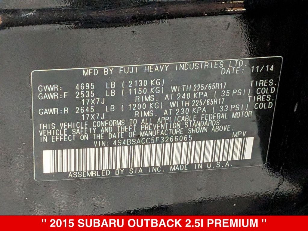 2015 Subaru Outback 2.5i Premium
