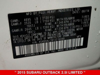 2015 Subaru Outback 2.5i Limited