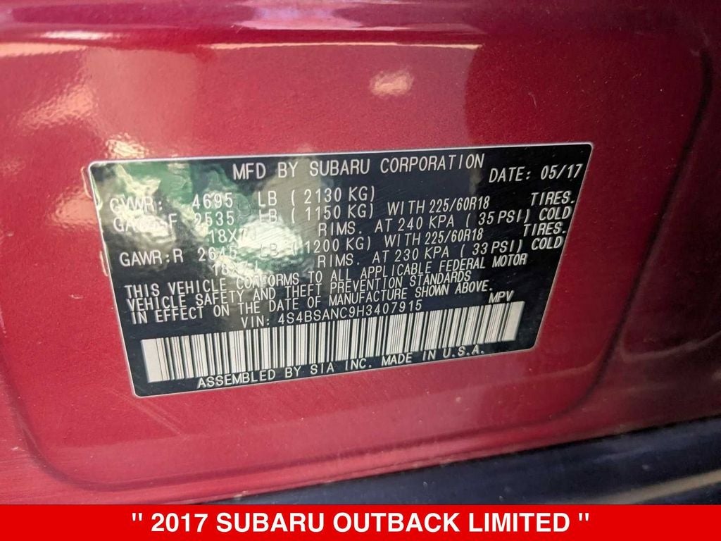 2017 Subaru Outback 2.5i Limited