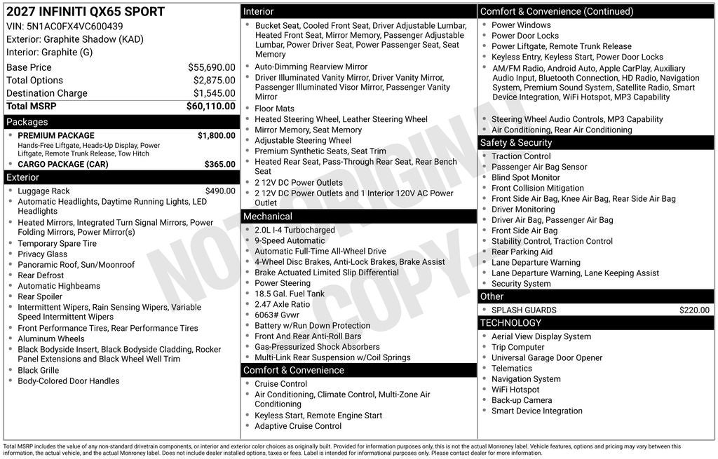 2027 INFINITI QX65 Sport AWD