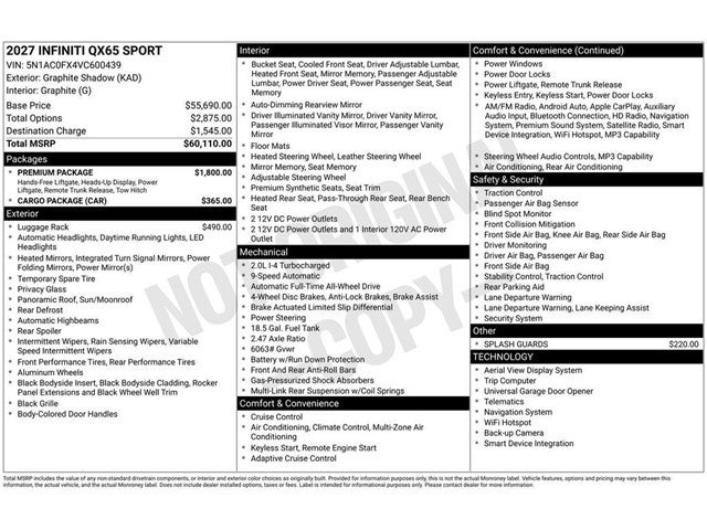 2027 INFINITI QX65 Sport AWD