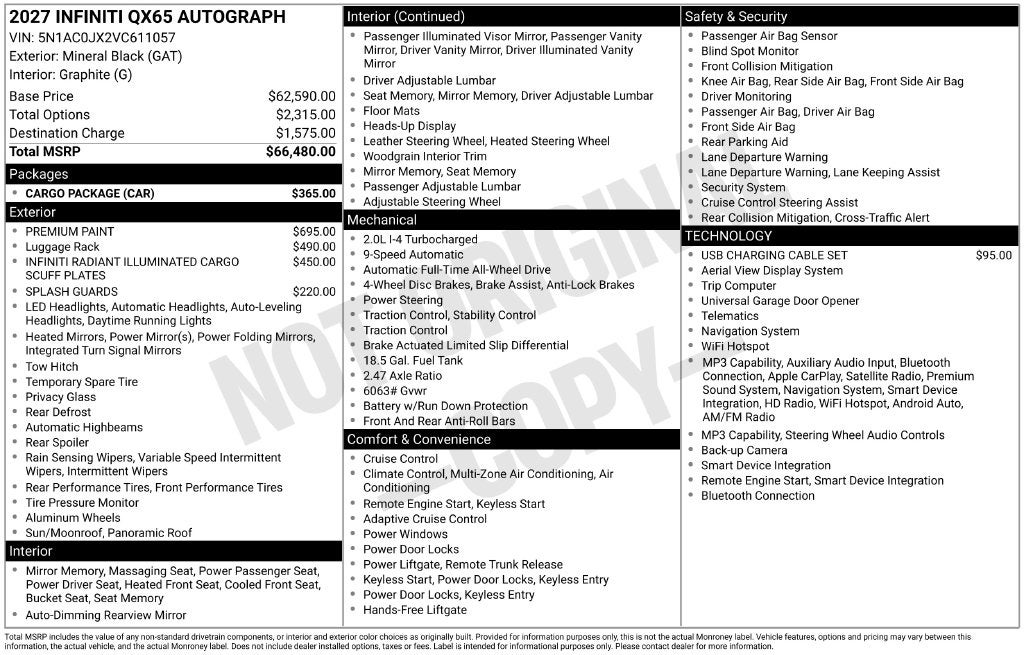 2027 INFINITI QX65 Autograph AWD