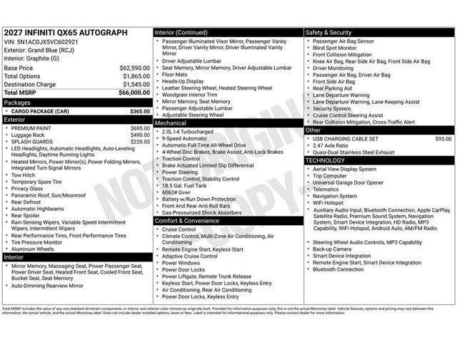 2027 INFINITI QX65 Autograph AWD