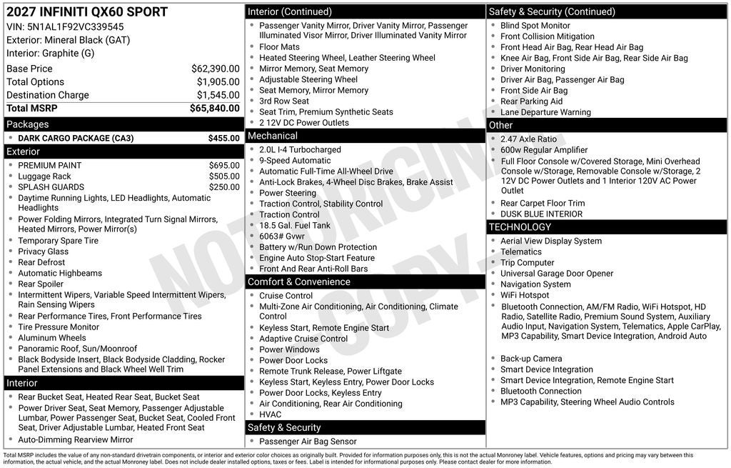 2027 INFINITI QX60 Sport AWD