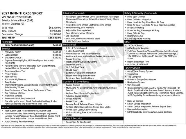 2027 INFINITI QX60 Sport AWD
