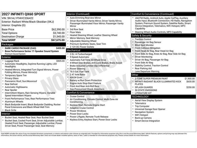 2027 INFINITI QX60 Sport AWD