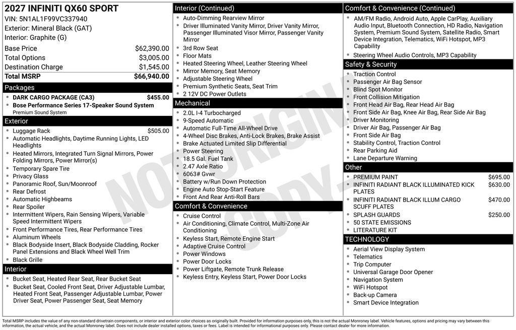 2027 INFINITI QX60 Sport AWD