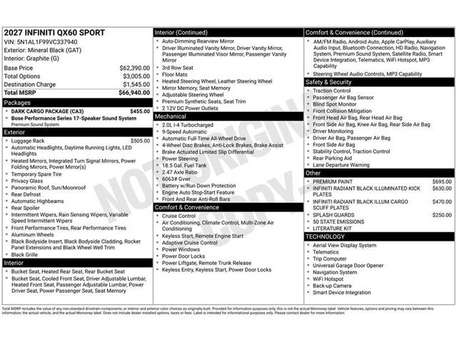 2027 INFINITI QX60 Sport AWD