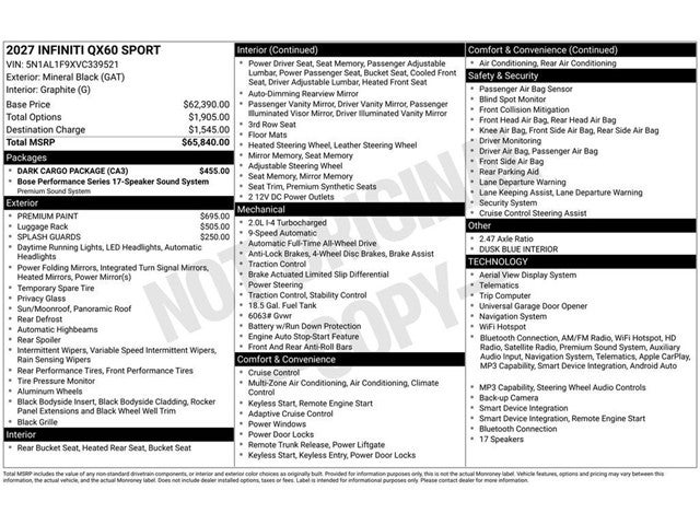 2027 INFINITI QX60 Sport AWD