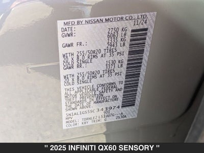 2025 INFINITI QX60 Sensory