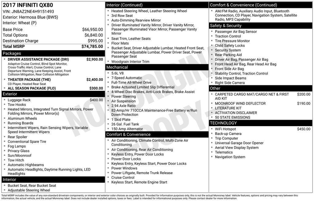 2017 INFINITI QX80 Base