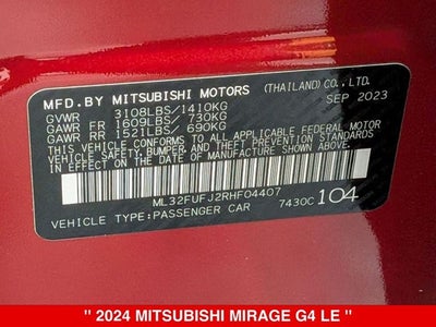 2024 Mitsubishi Mirage G4 LE